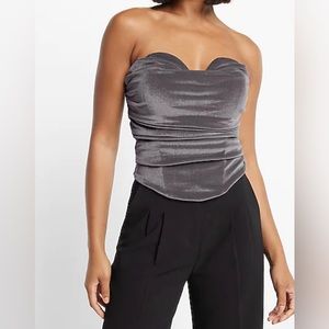 Body contour velvet cowl neck corset top